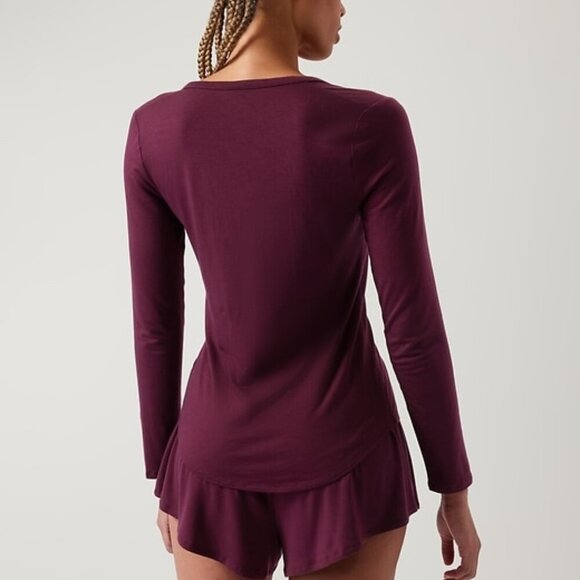 Athleta Nighttime Bliss Sleep Top in Deep Burgundy, Size L - Picture 2 of 8